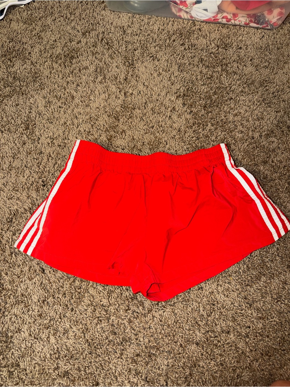 superdown Red Athletic Shorts with White Side Stripes